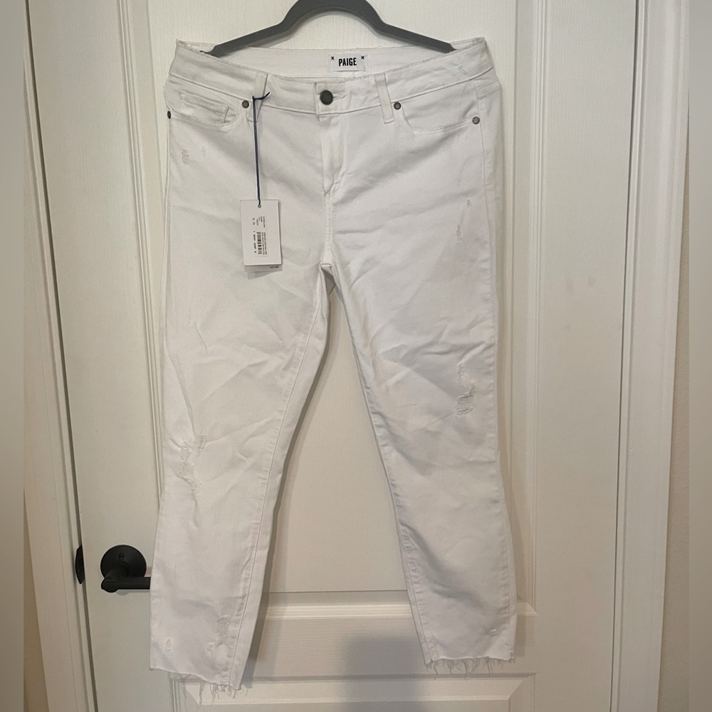 Paige Jeans - Verdugo crop raw hem dice, White destructed jeans
